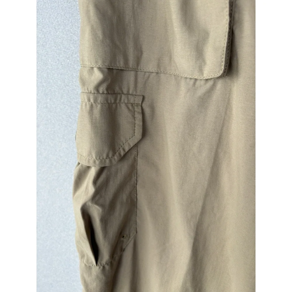 LL Bean Men's Pants Medium Reg Beige Tan Nylon Belted Cargo Hiking 3063